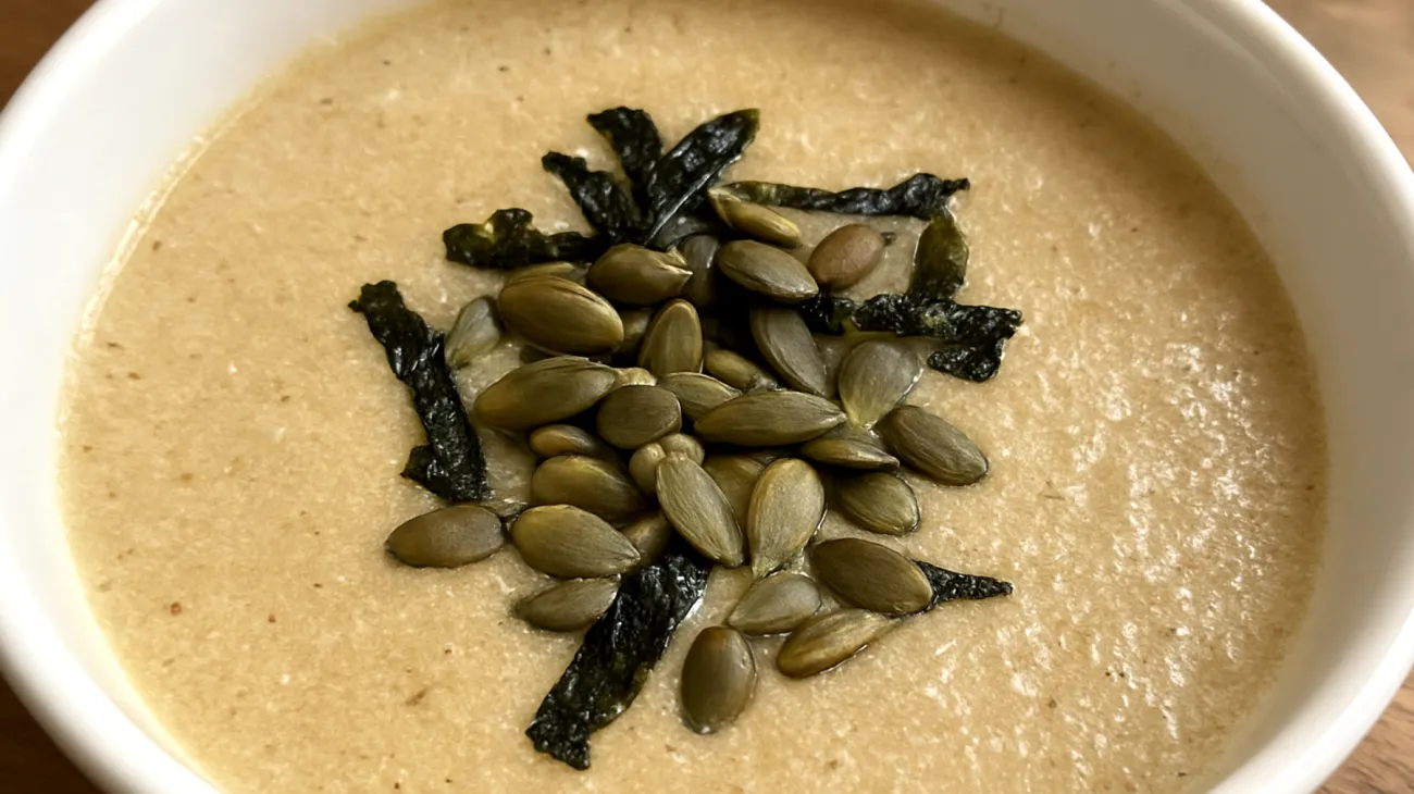 Amaranth-Kürbiskern-Suppe mit Algen"