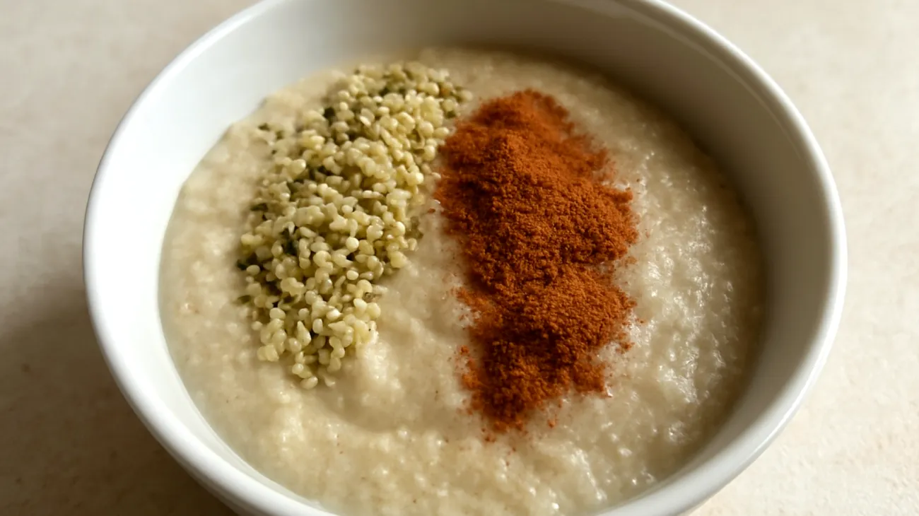 Amaranth-Porridge mit Hanfsamen und Baobab-Pulver"