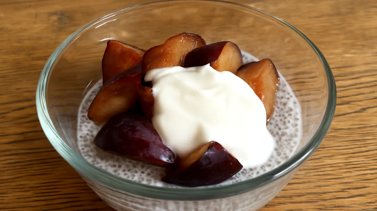 Chiasamen-Pudding mit Kefir und Pflaumen"