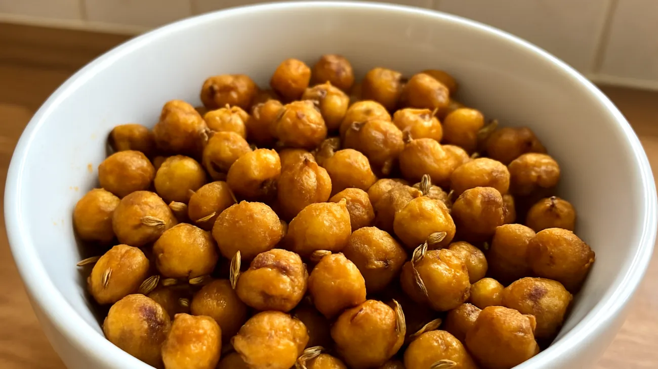 Geröstete Kichererbsen mit Fenchelsamen und Kurkuma"
