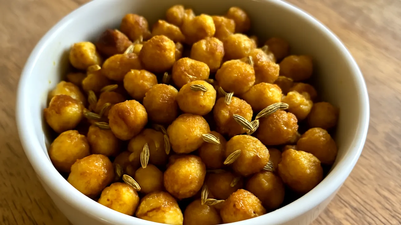 Geröstete Kichererbsen mit Kurkuma und Fenchelsamen"