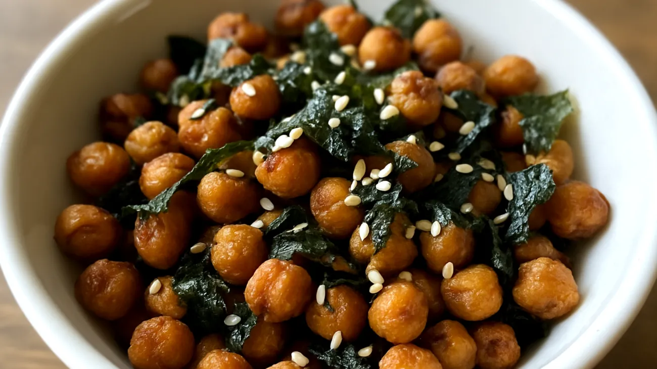 Geröstete Kichererbsen mit Nori-Algen und Sesam"