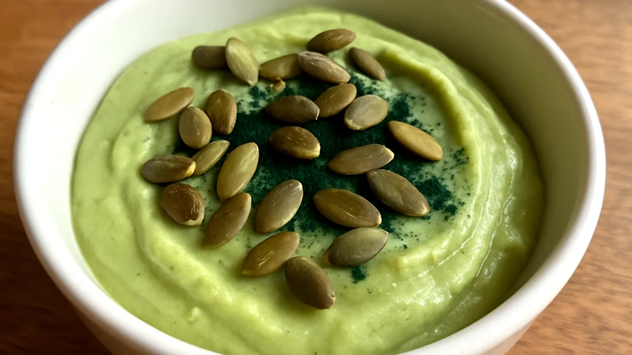 Kürbiskern-Avocado-Mousse mit Spirulina"