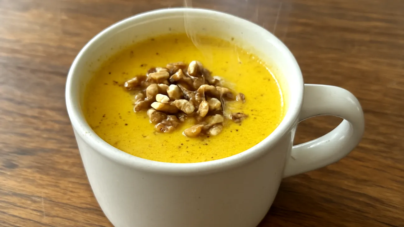 Kurkuma-Ingwer-Goldene Milch mit Ashwagandha und Walnüssen"